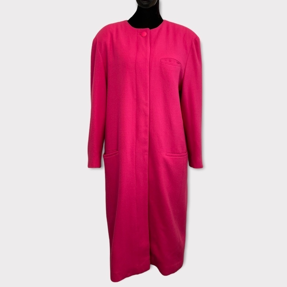Evan Picone Union Made 100% Worsted Wool Long Pink Trench Coat